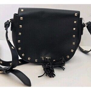 Victoria's Secret Studded Purse Bag Crossbody Tote Goth Black Vegan Faux Leather